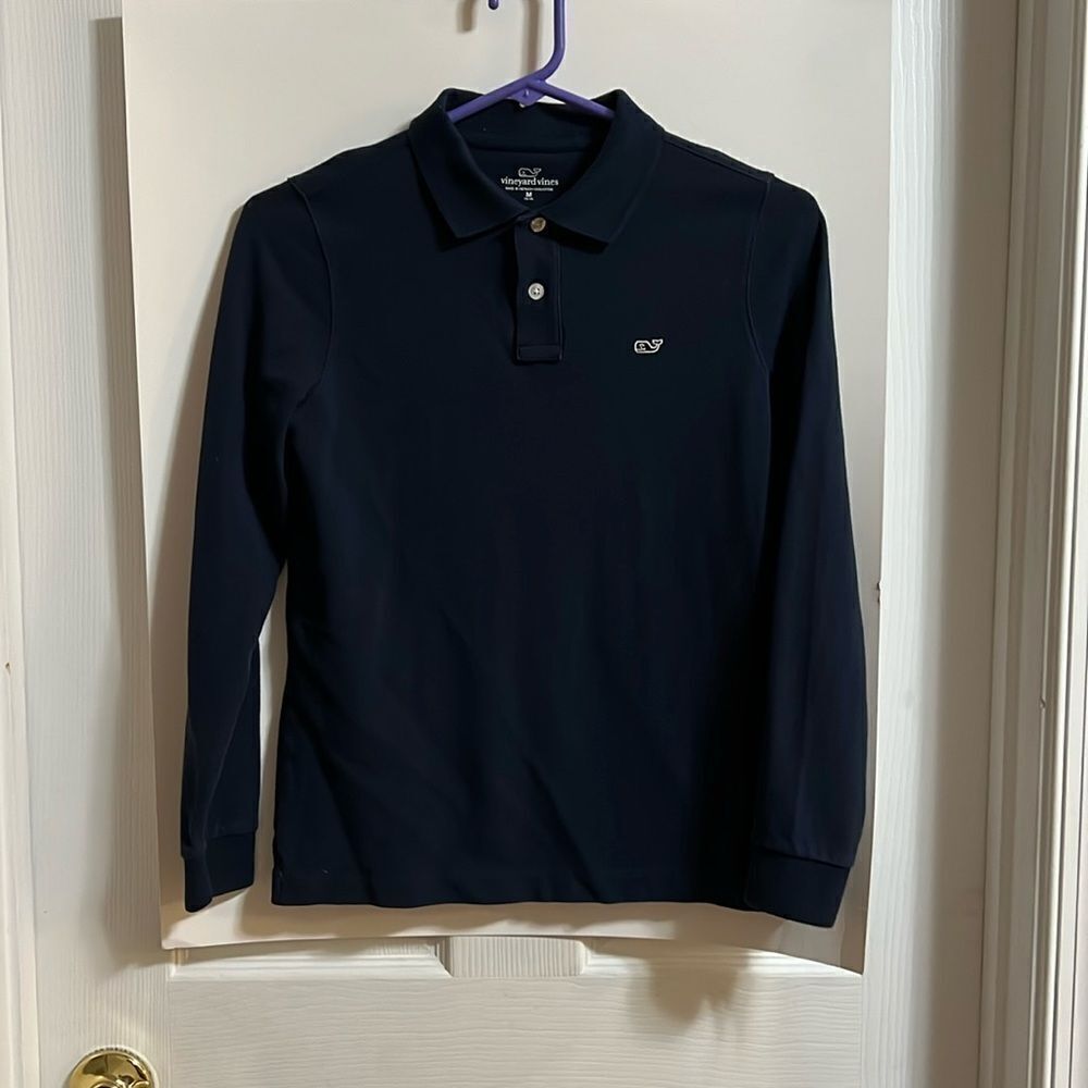 Vineyard Vines youth boys size medium (12-14) blue long sleeve polo.